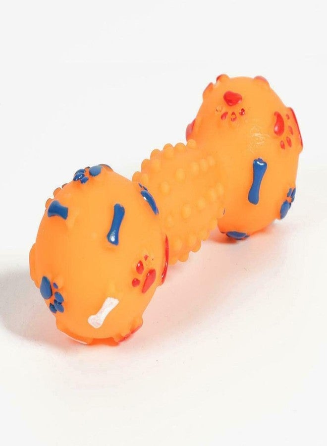 Pet Believe Colorful Squeaky Paw Print Rubber Non Toxic Sound & Chew Dumbell Toy for Puppies & Small Dogs (Color May Vary) - Image 4
